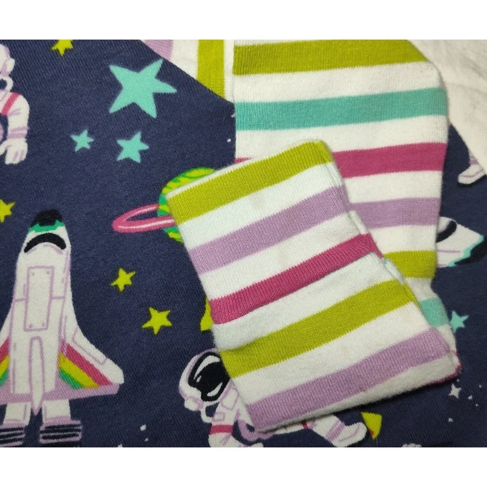 Hatley‎ Astronaut 2pc Girls 3T Pajama Set Organic Space Stripe Stars Rocket